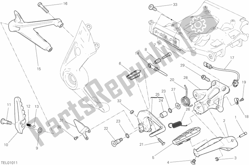 All parts for the Footrests, Right of the Ducati Diavel Xdiavel S Brasil 1260 2018